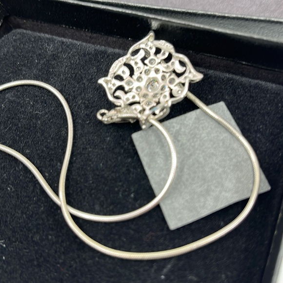 Beautiful Absolute 925 Italy Sterling Silver Necklace with CZ Pendant - Picture 6 of 15